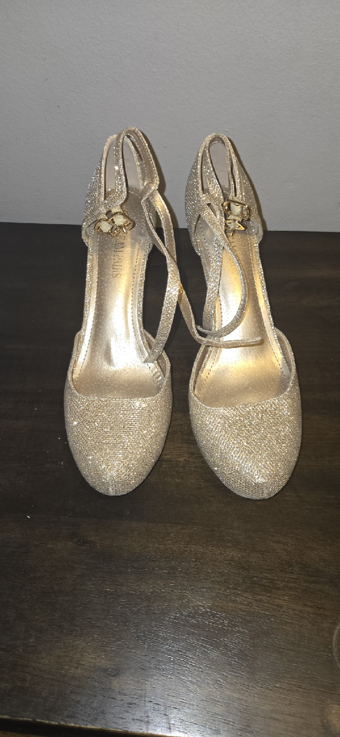 Gold Glitter Heels, Size 10 - photo 2