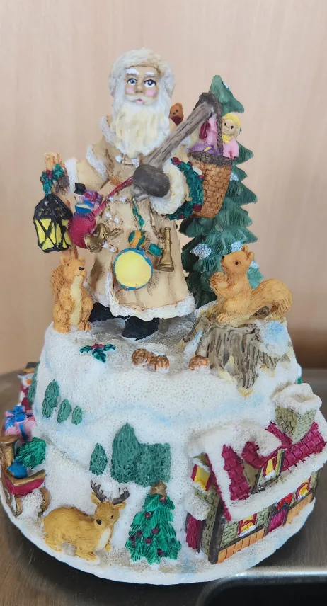 Santa Claus Figurine with Squirrels and Christmas Trees image indicator(2)