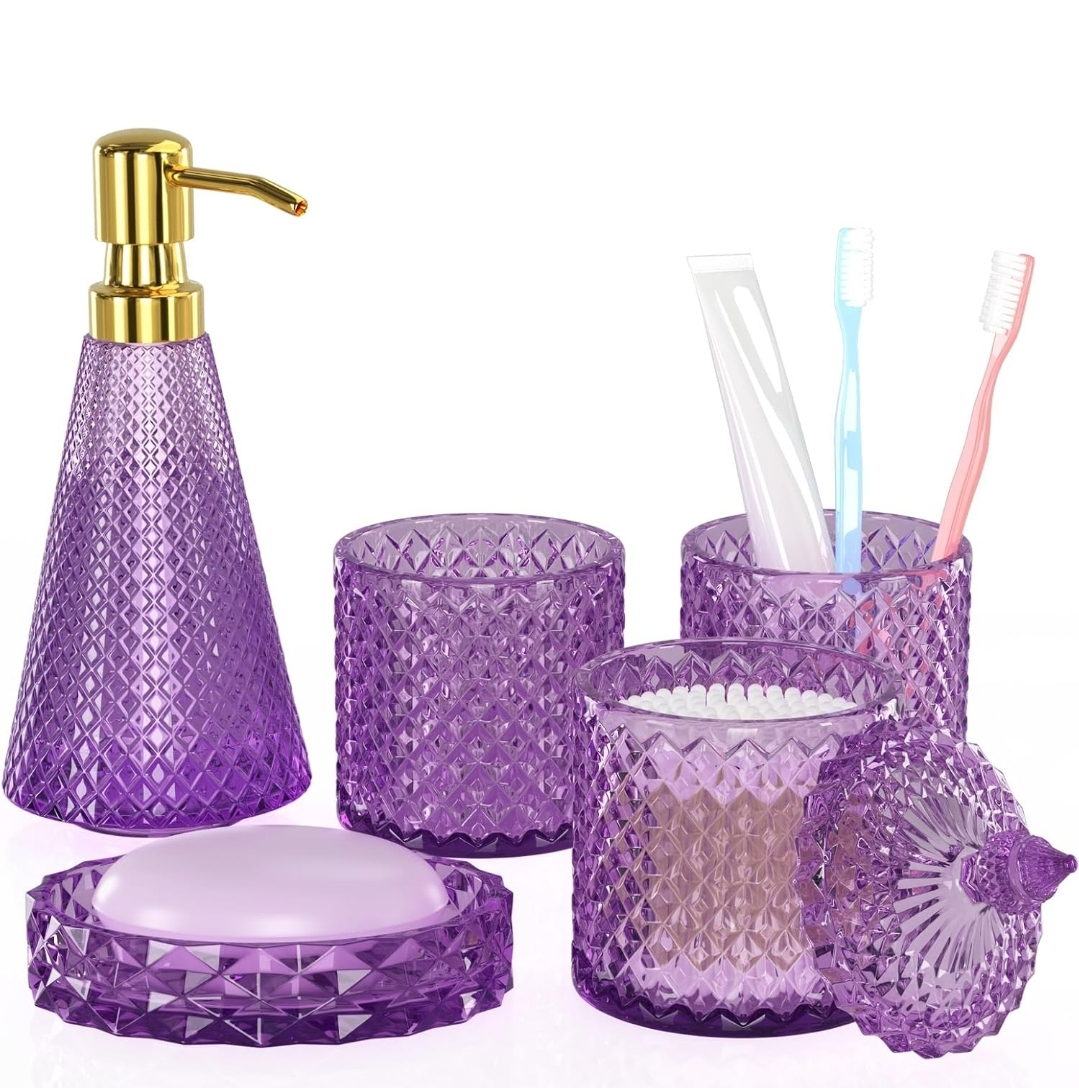 Purple Bathroom Accessories Set (5-Piece)