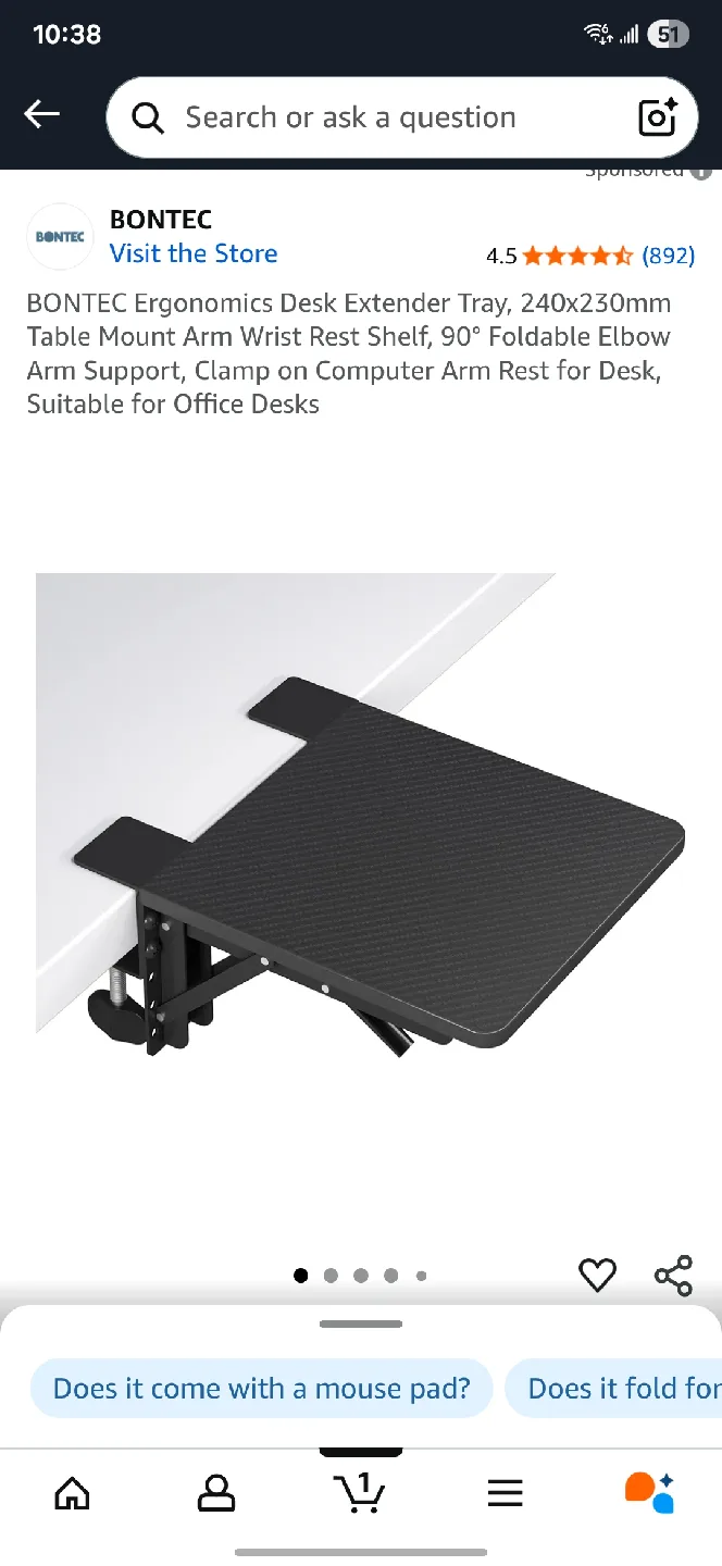 BONTEC Ergonomic Desk Extender Tray - New in Box! thumbnail