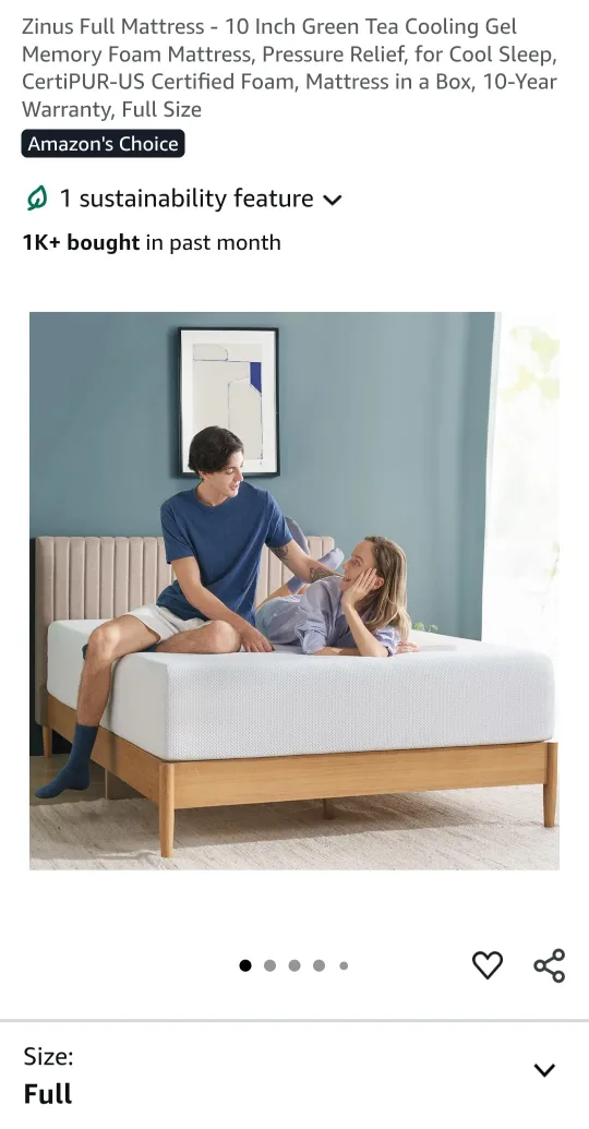 10" Full size memory foam matteess thumbnail