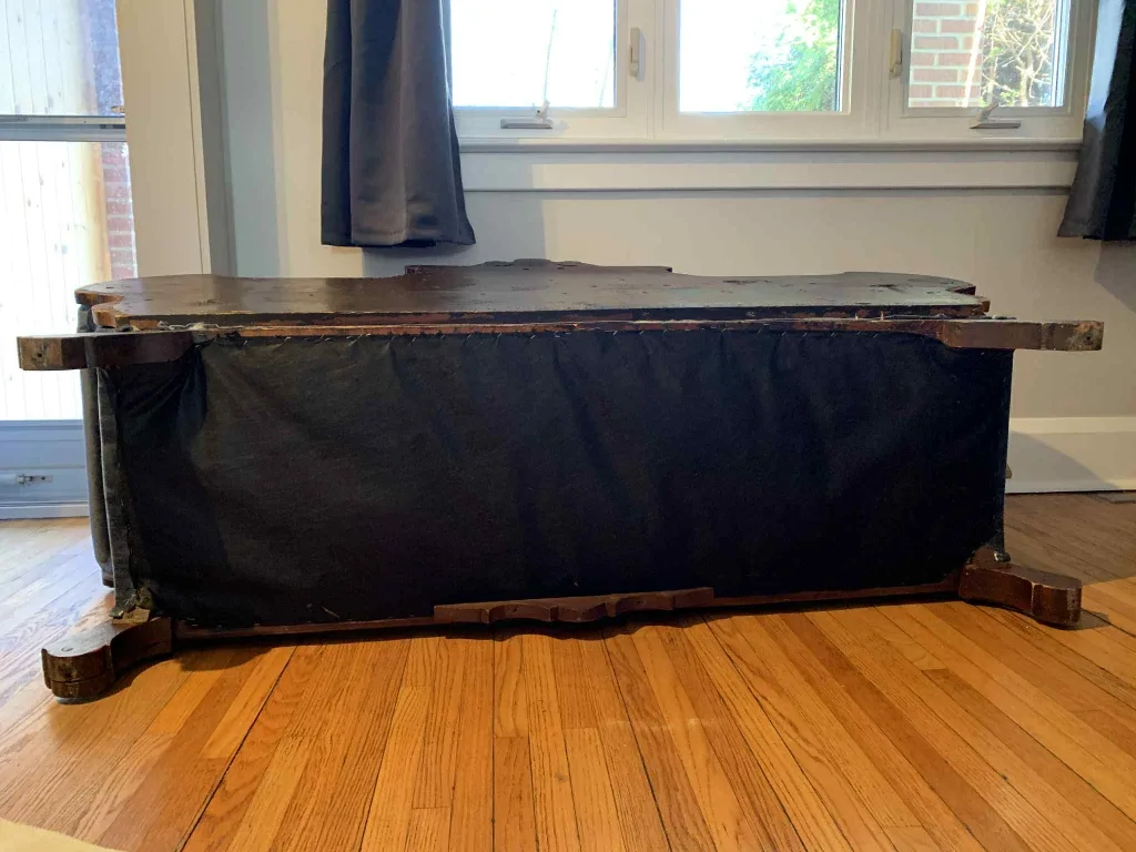 Antique blue velvet couch. Made in Toronto. image indicator(8)