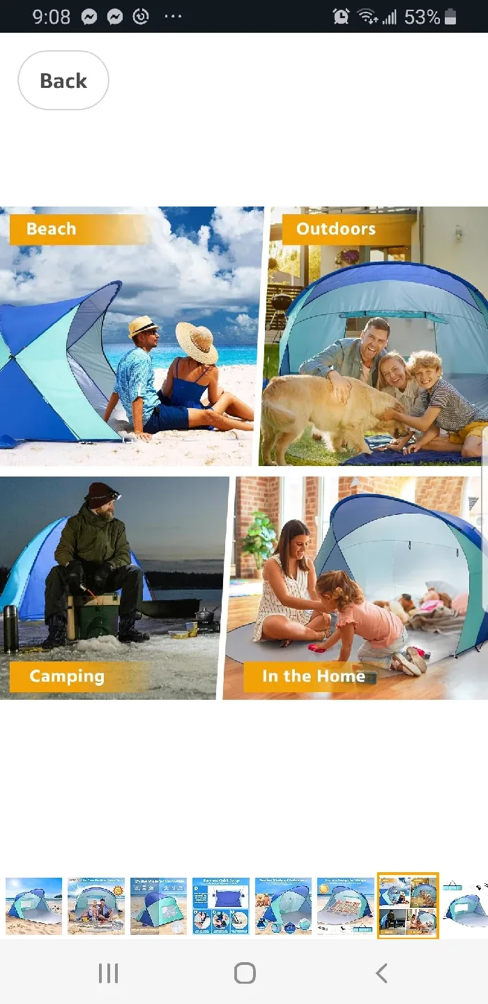 Beach Tent Sun Shelter for 2 Person, 50+ UV brand new image indicator(7)