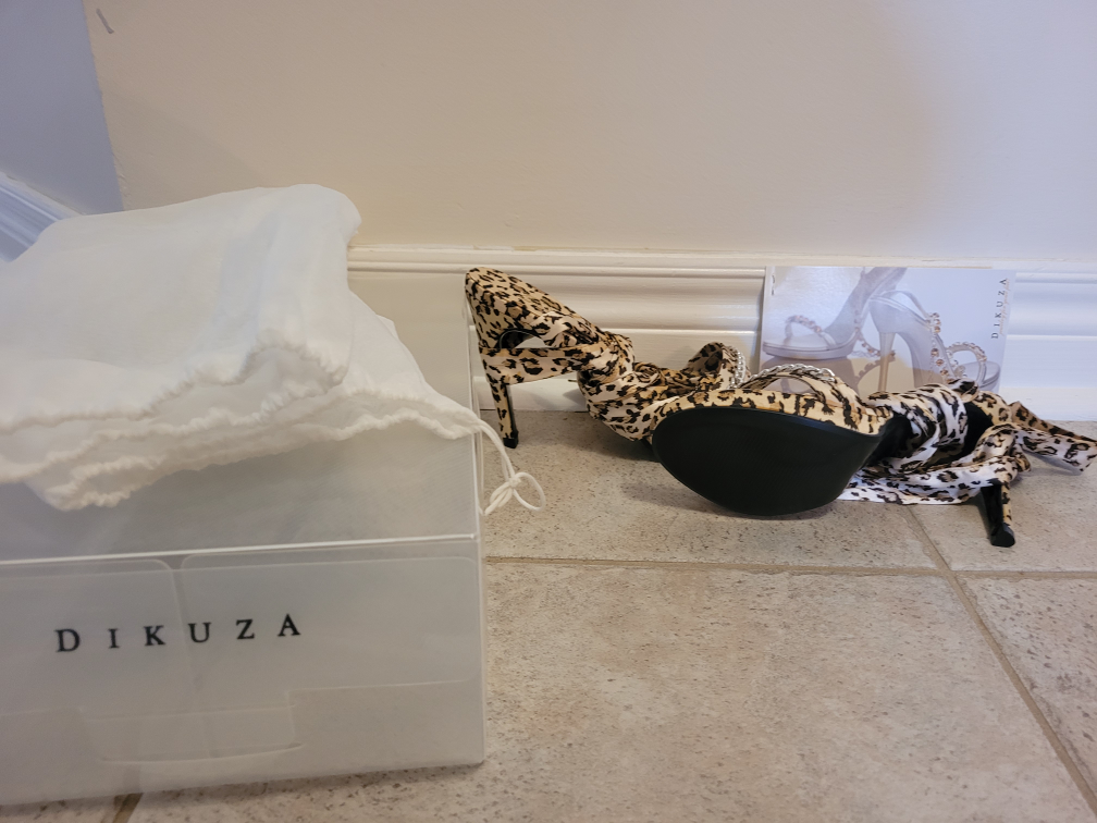 DIKUZA Leopard Print Lace Up Heels, Size 7