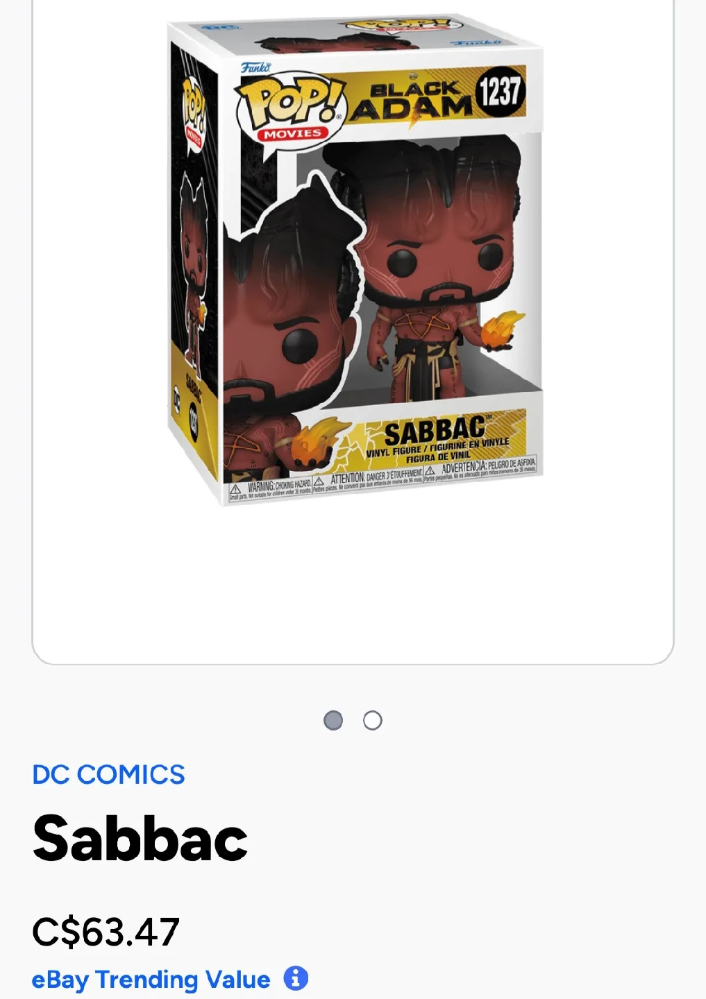 Funko Pop! Movies Black Adam - Sabbac #1237 image indicator(2)