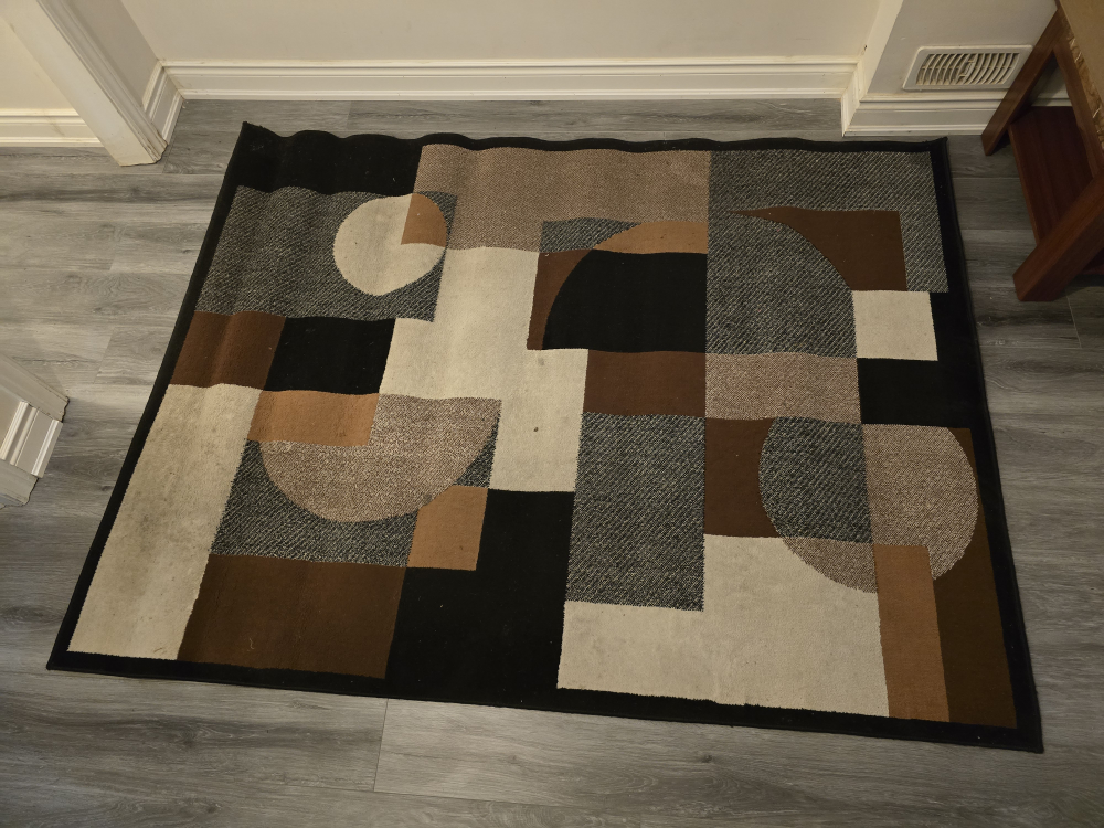 Geometric Pattern Area Rug - Brown, Black, Beige