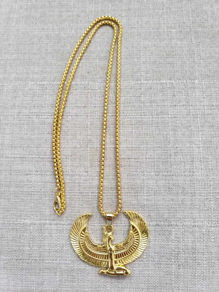 Gold Egyptian Winged Sun Disc Necklace image indicator(2)