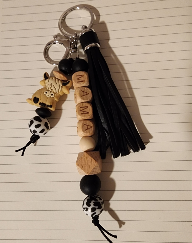 Handmade Beaded Keychain - Mama, Oilers, Tassel - photo 3