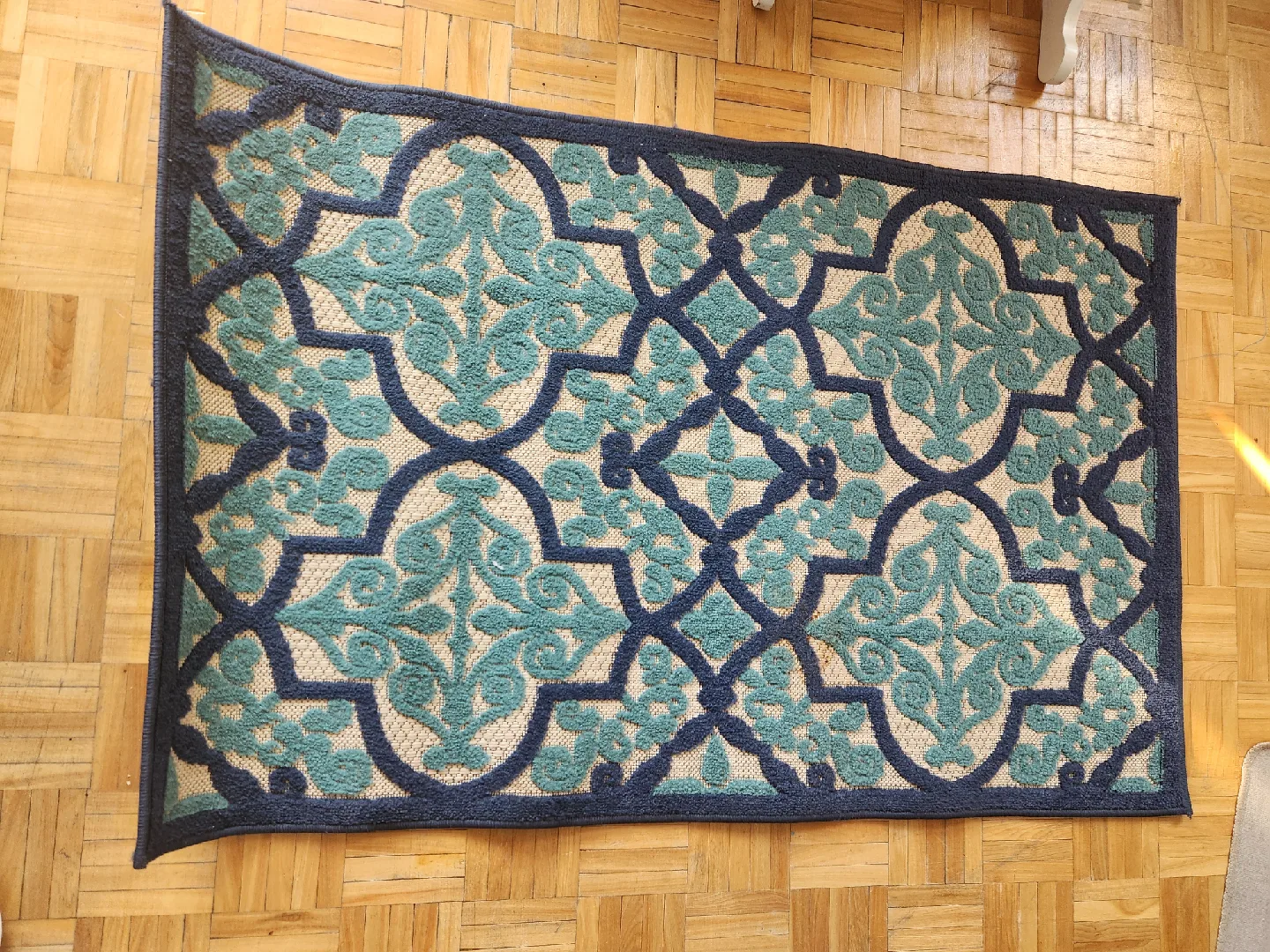Blue & Teal Patterned Area Rug - 4ft x 2.5ft thumbnail
