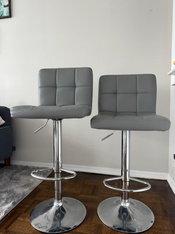 Set of 2 Grey Swivel Bar Stools - photo 2