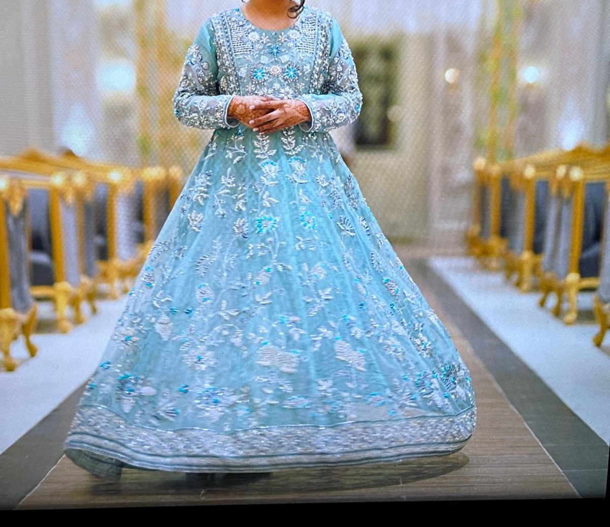 Blue Embroidered Anarkali Dress - photo 3