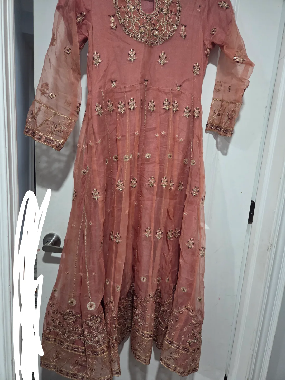 Embroidered Pink Anarkali Dress thumbnail