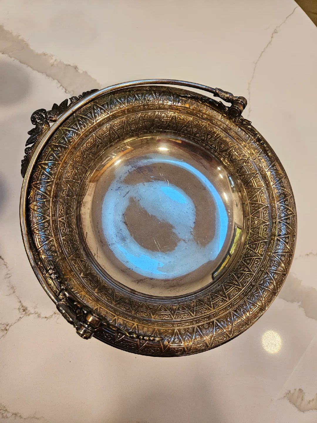 Ornate Silver Plated Footed Bowl Vintage Christmas image indicator(2)