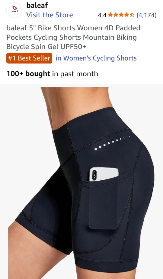 BNWT Women's 4D Padded Bike Shorts - Black image indicator(3)