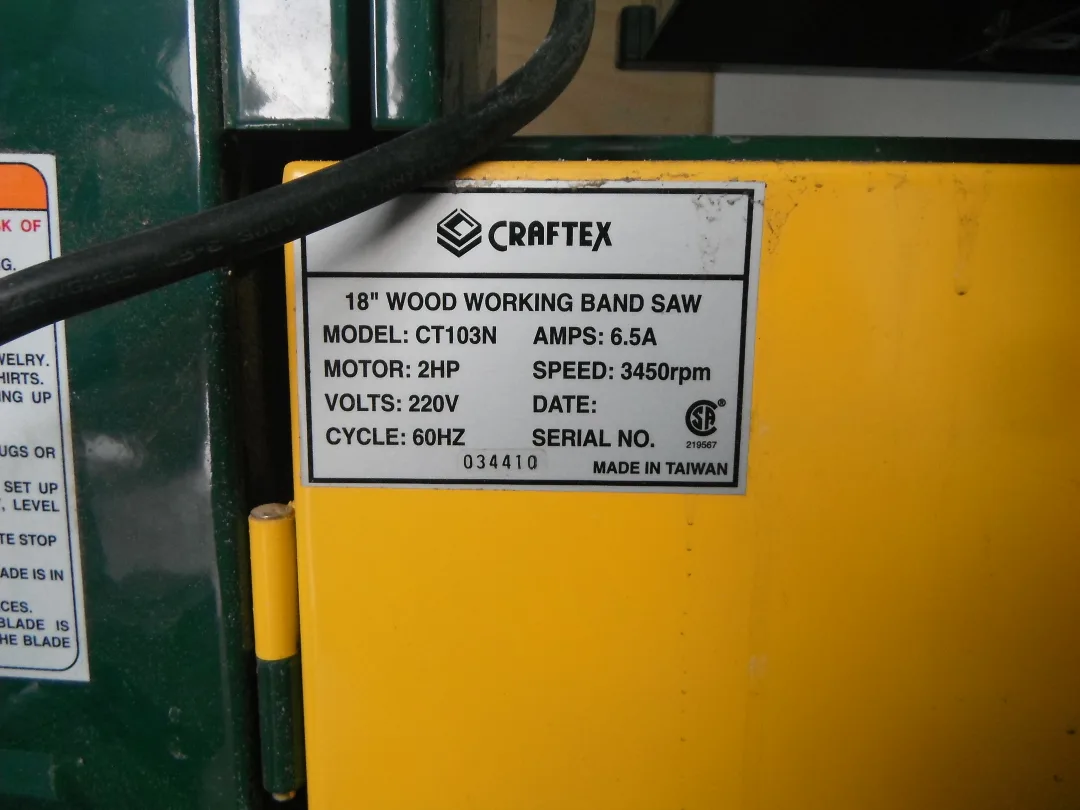 Craftex 18" Band Saw with Mobile Base (Dolly) image indicator(2)