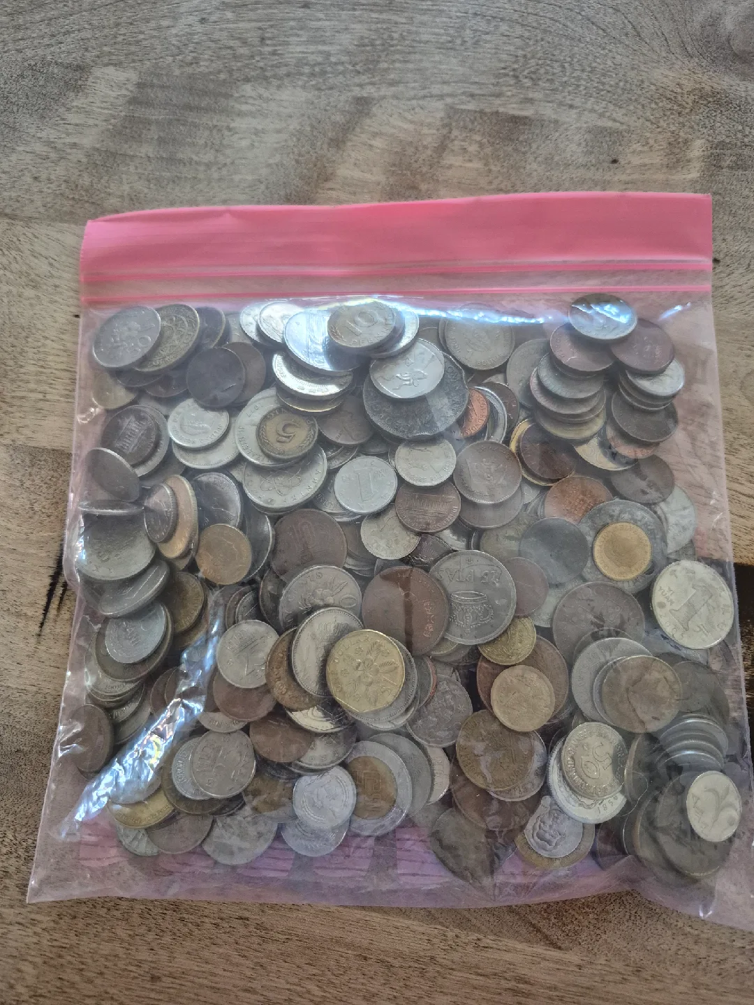 3lb bag of mixed foreign coins. thumbnail
