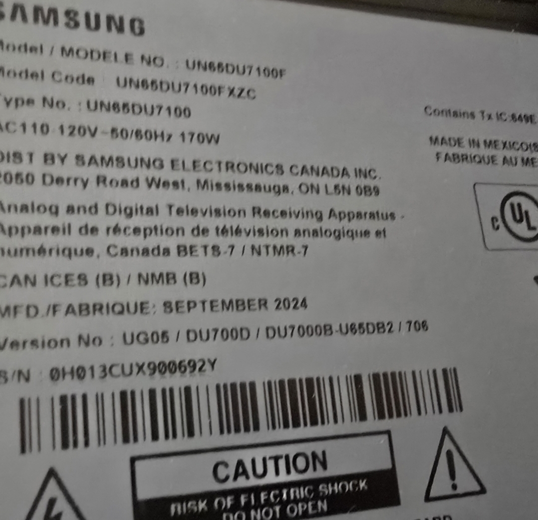 Samsung 65" DU7100 4K TV + HW-B750D 5.1ch Soundbar