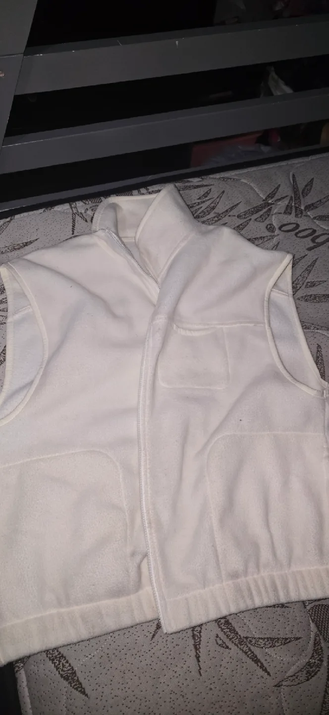 Old Navy White Fleece Vest - XS thumbnail