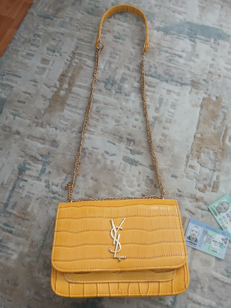 Yellow Crocodile-Style Shoulder Bag - photo 4