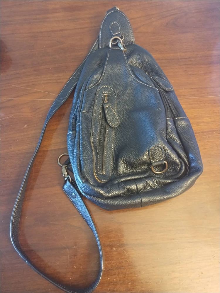 Black Leather Sling Bag