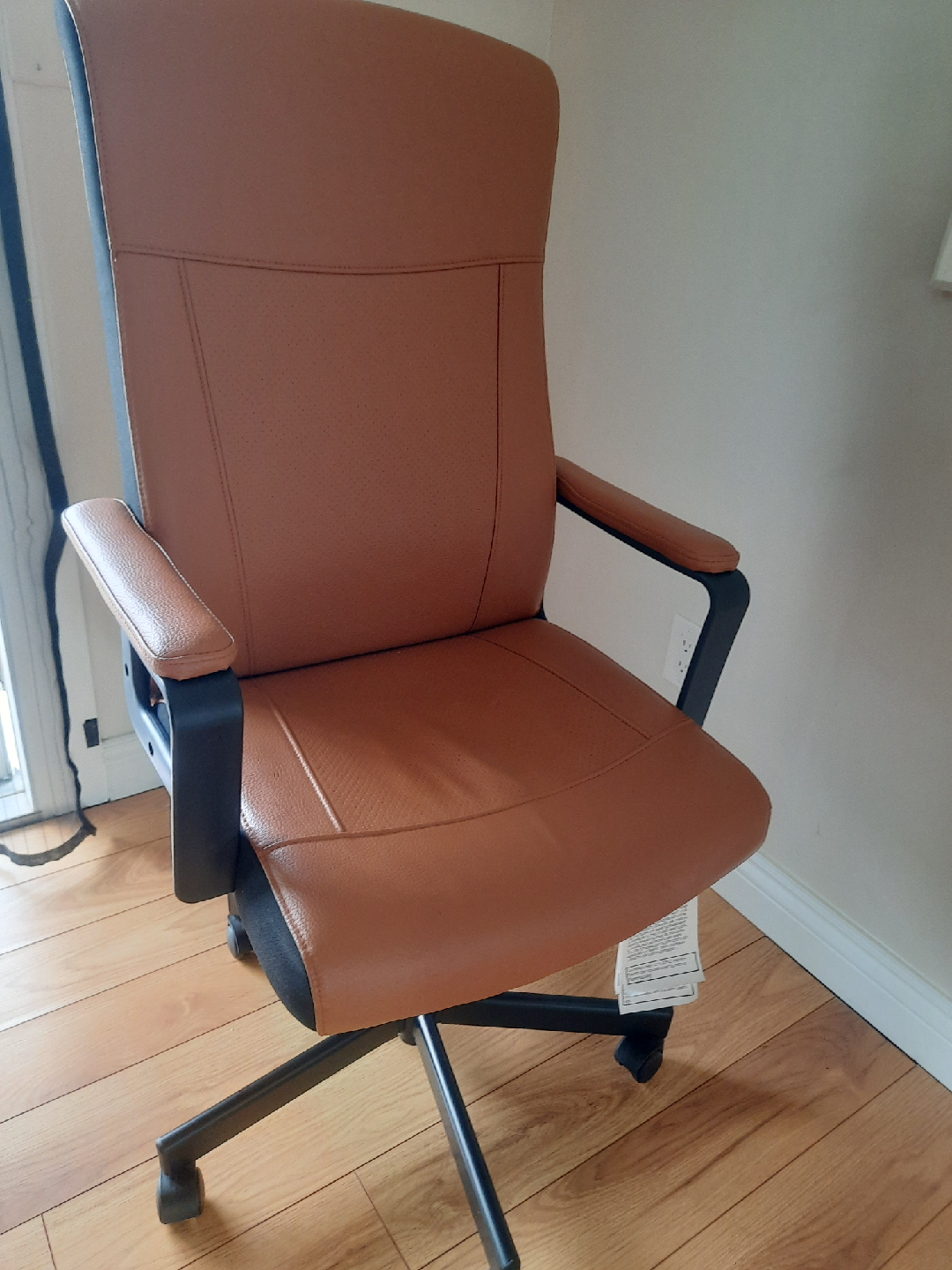 Tan Faux Leather Office Chair