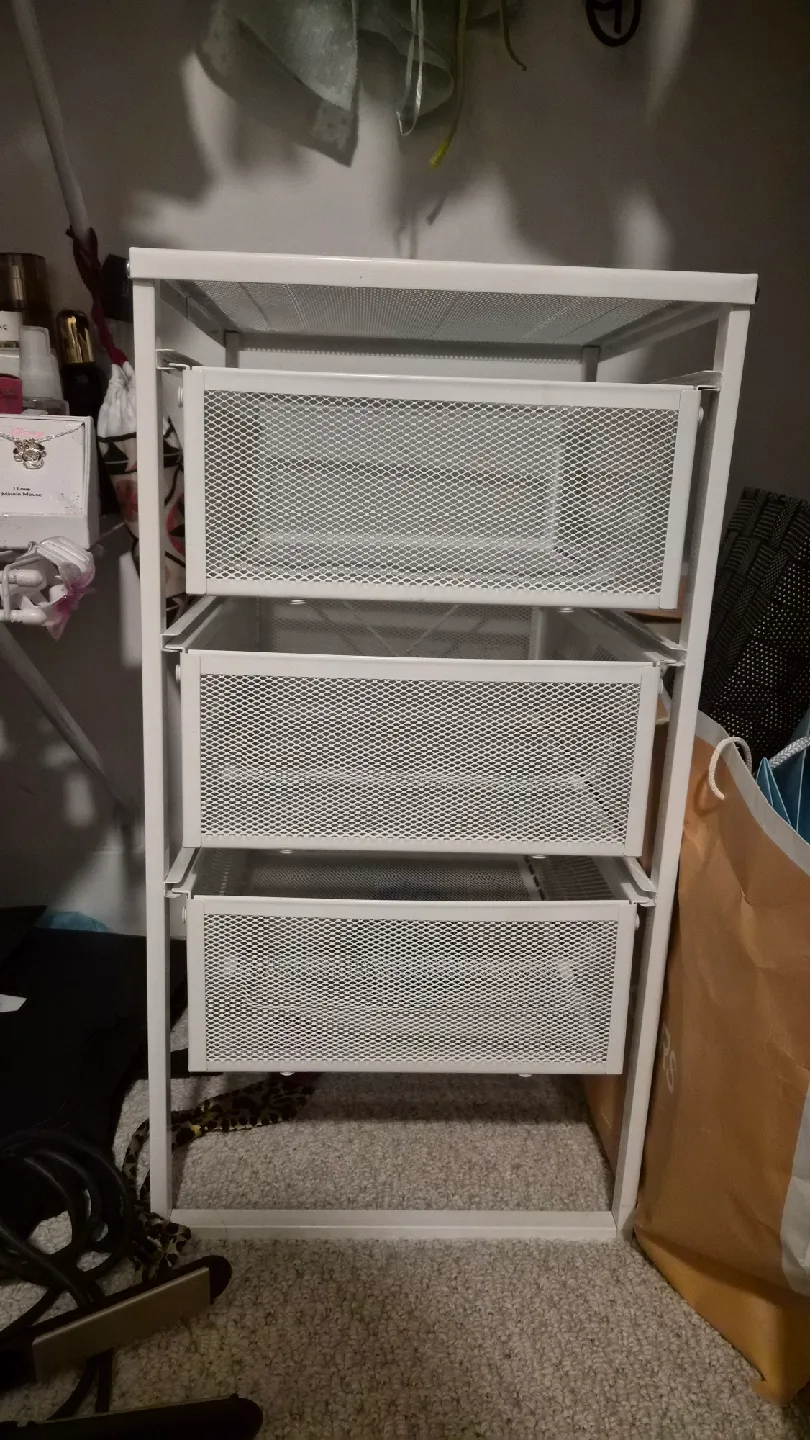 IKEA White Metal Mesh Drawer Unit