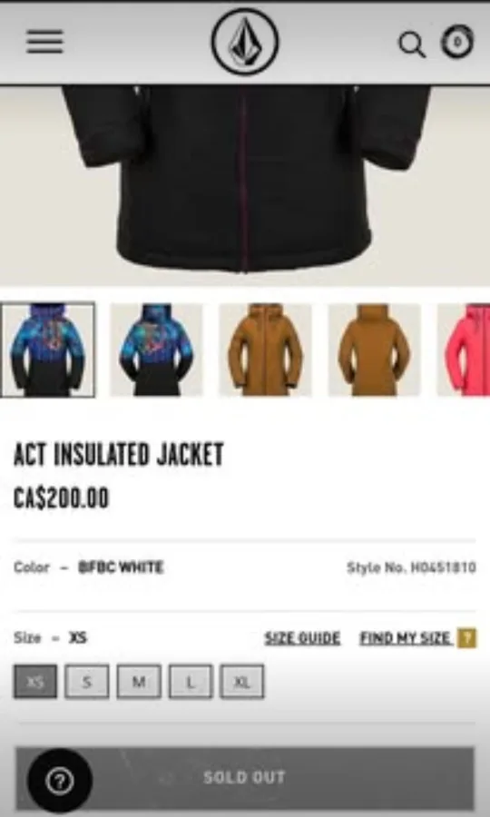 Volcom ACT Insulated Jacket - Size M- Fox Design image indicator(5)