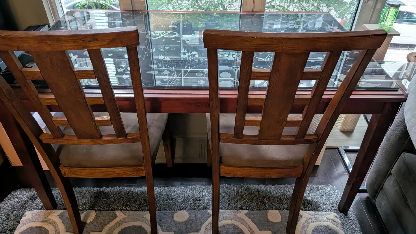 Dining table with glass top and 2 chairs image indicator(3)