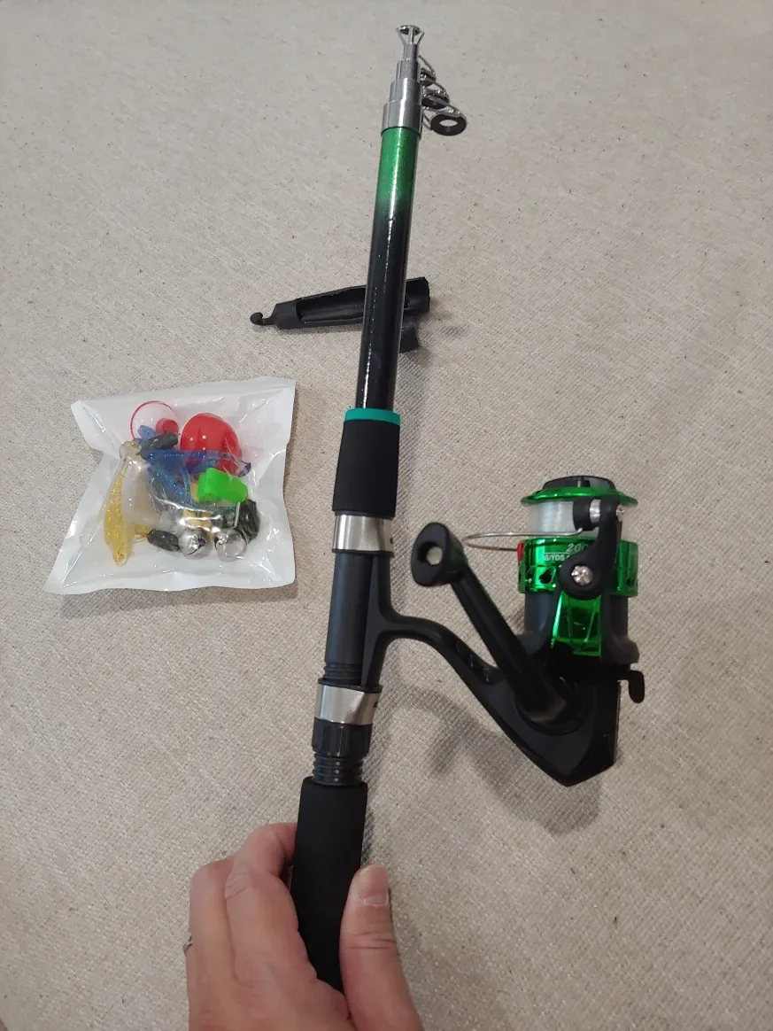 Fishing Rod & Reel Combo, Twlescopic, New, Green color image indicator(5)
