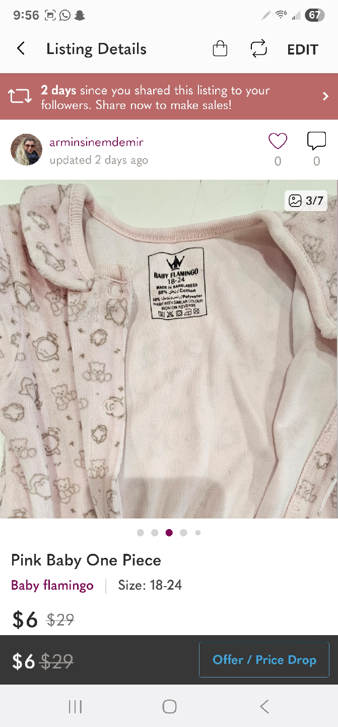 Baby Flamingo Pink One Piece 18-24 Months 🥕 - photo 2