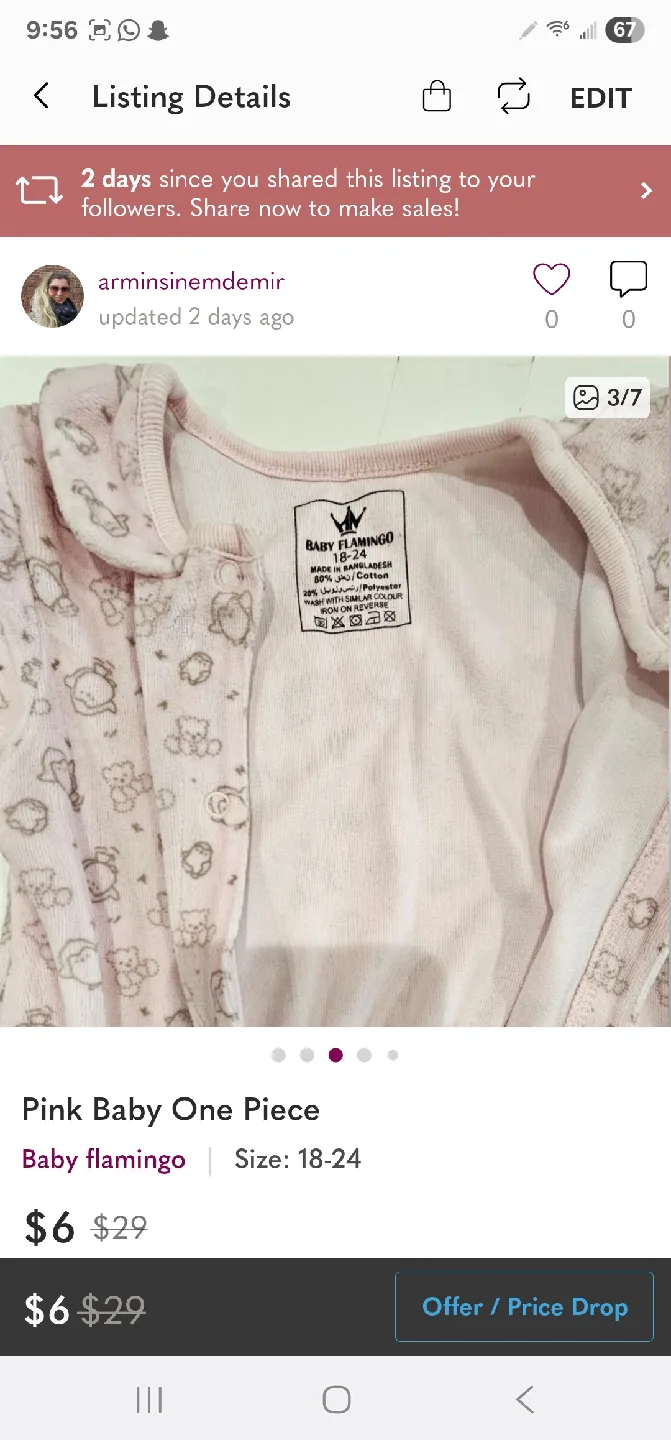 Baby Flamingo Pink One Piece 18-24 Months 🥕 image indicator(2)