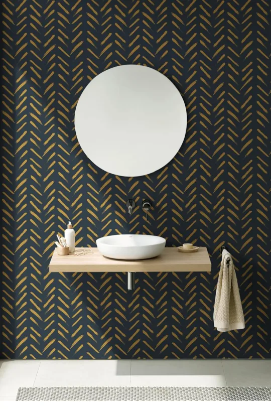 Peel and Stick Blue and Gold Geometric Wallpaper - 16.1"x187" image indicator(5)