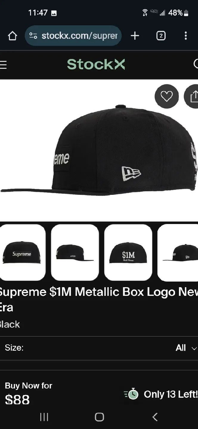 SUPREME / NEW ERA $1M Mettalic Box Logo Hat image indicator(2)