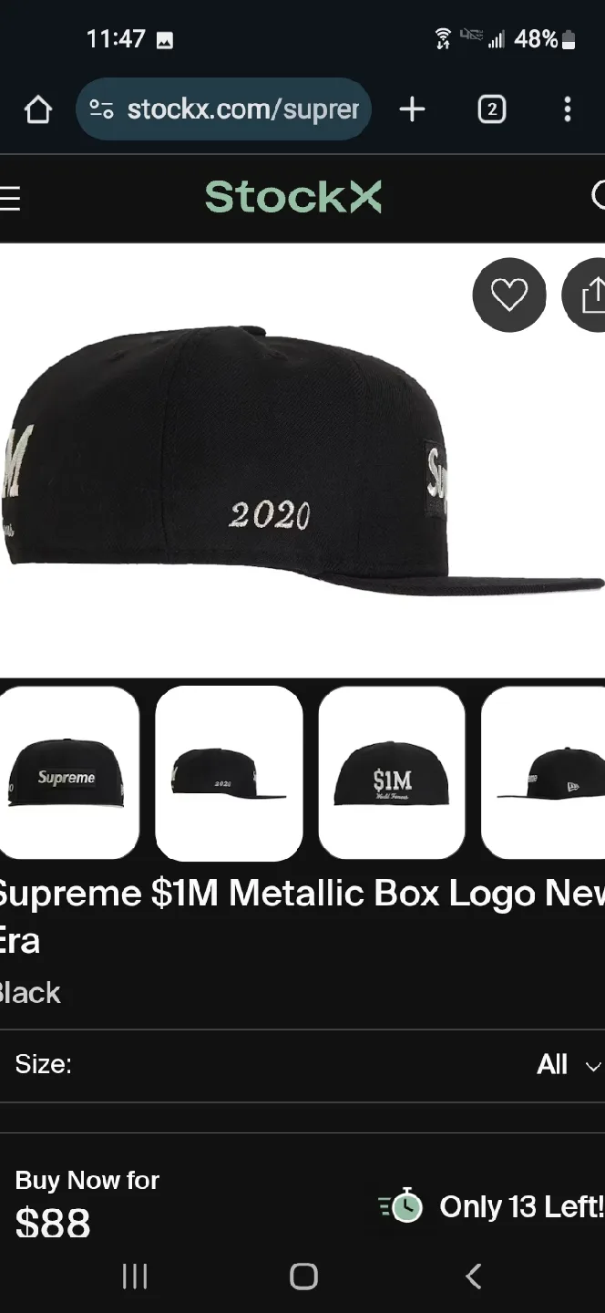 SUPREME / NEW ERA $1M Mettalic Box Logo Hat image indicator(3)