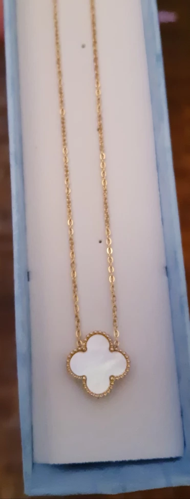 18K Gold Plated Mother Of Pearl Necklace & Earrings Set - photo 3