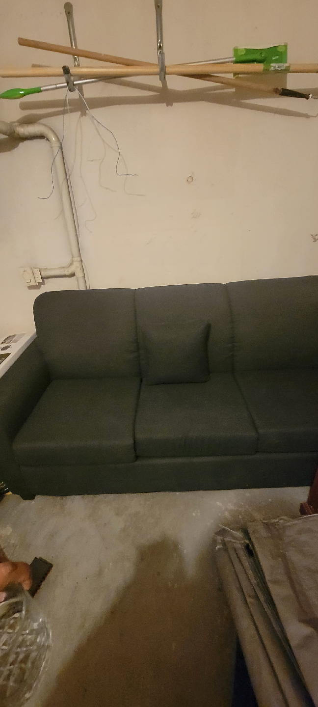 Dark Grey Three-Seat Sofa and Study Table - photo 3