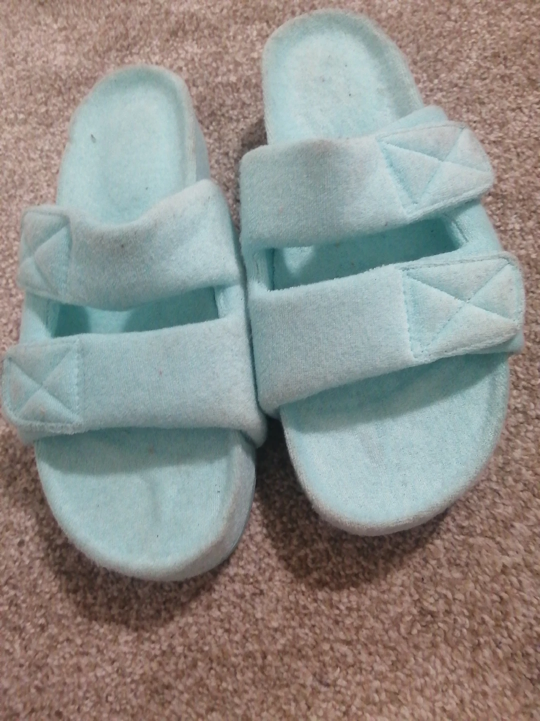 Light Blue Velcro Closure Slippers