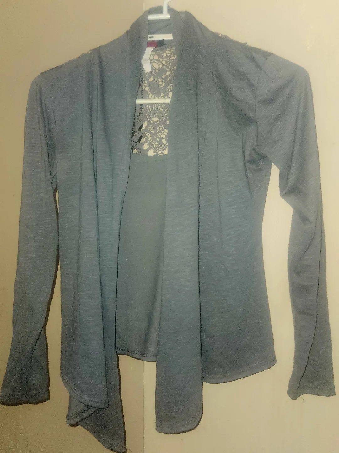 Torrid Gray Cardigan with Lace Detail thumbnail