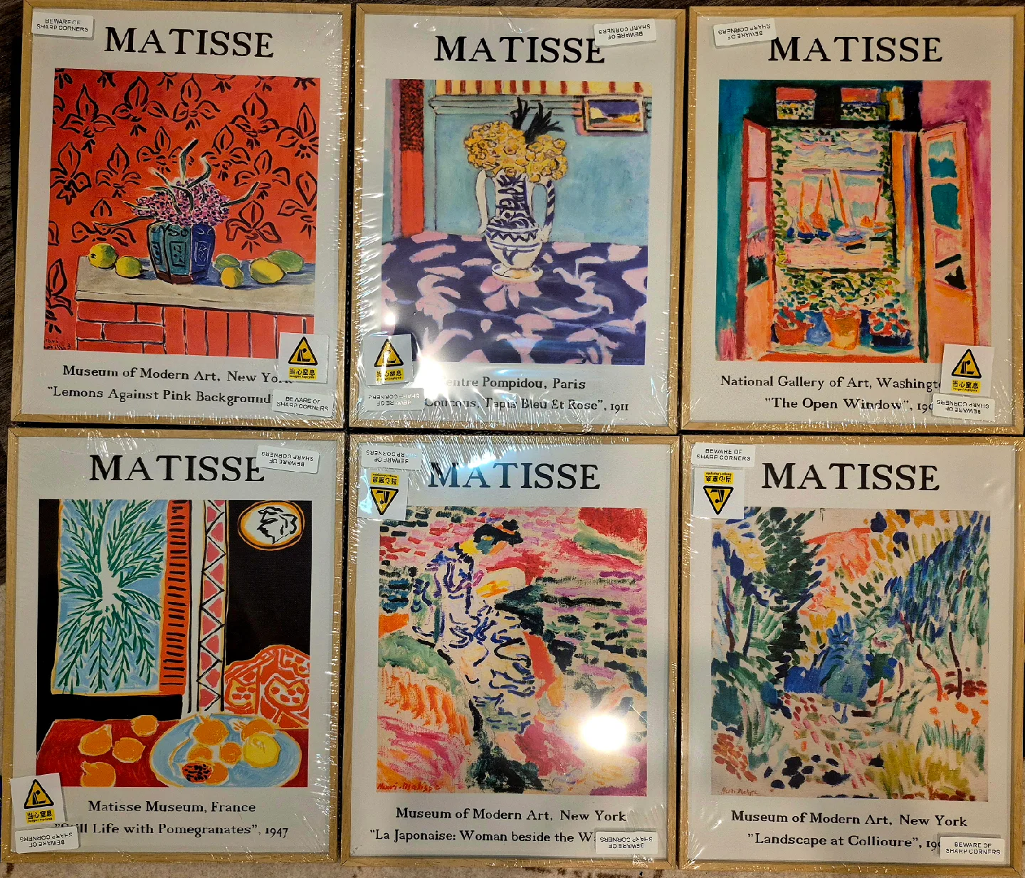 Set of 6 Matisse Framed Art Prints - New Wooden Frame 35cmx27cm thumbnail
