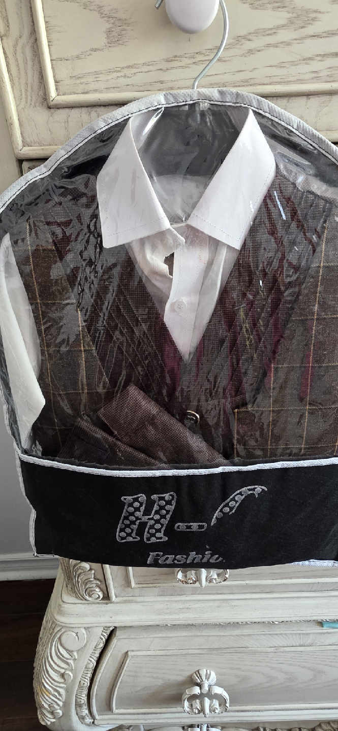 Boys Brown Plaid Suit with Bowtie - photo 4