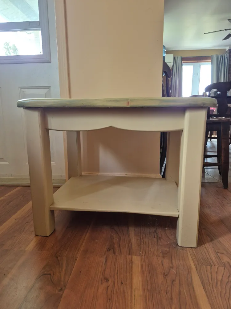 Side Table with Shelf - Cream