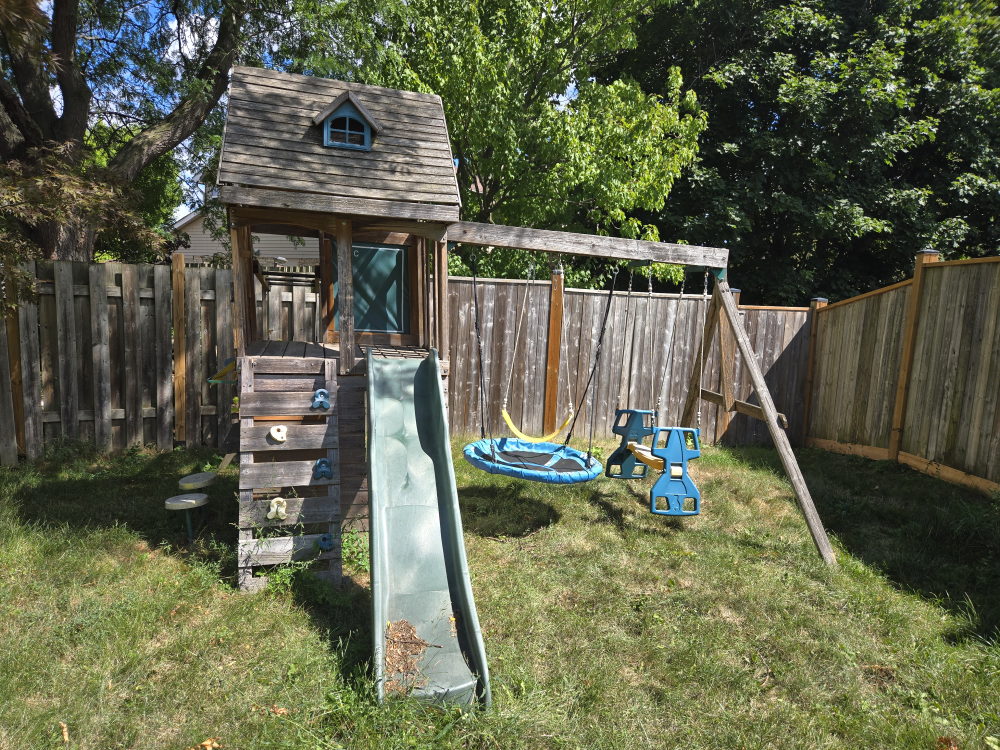 Kids Wooden Outdoor Playset with Slide & Swings