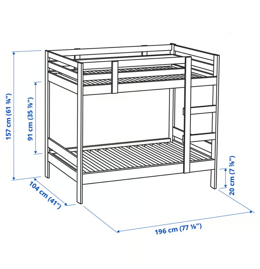 White Wooden Bunk Bed Frame - photo 5