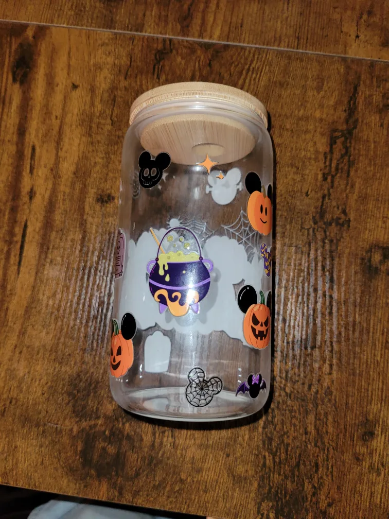 Halloween themed glass tumbler with lid image indicator(2)