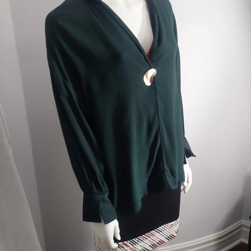 Green Blouse with Unique Button Medium image indicator(7)