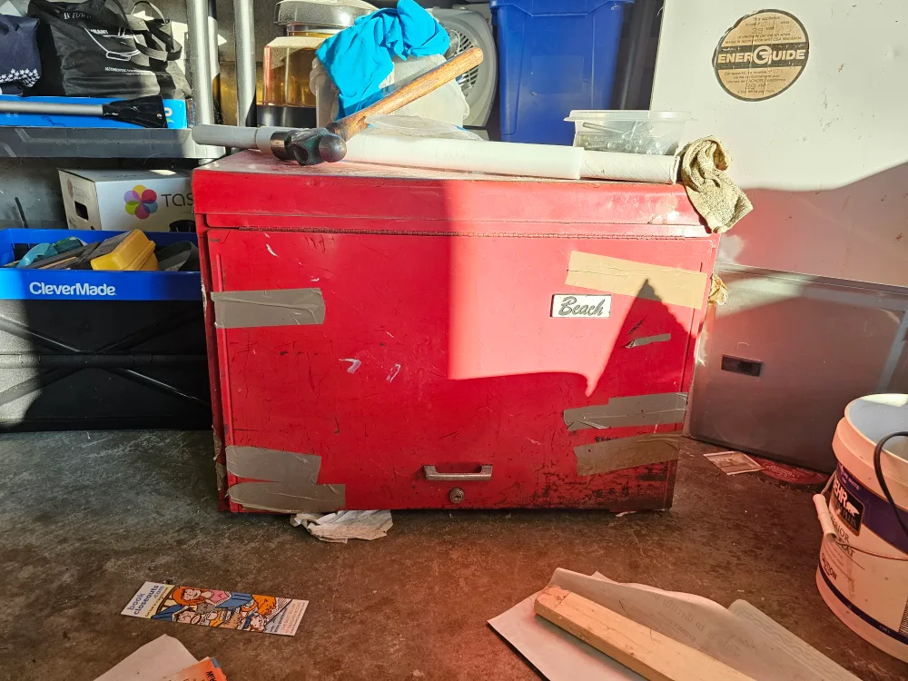 Beach Red Metal Tool Chest with Tools thumbnail