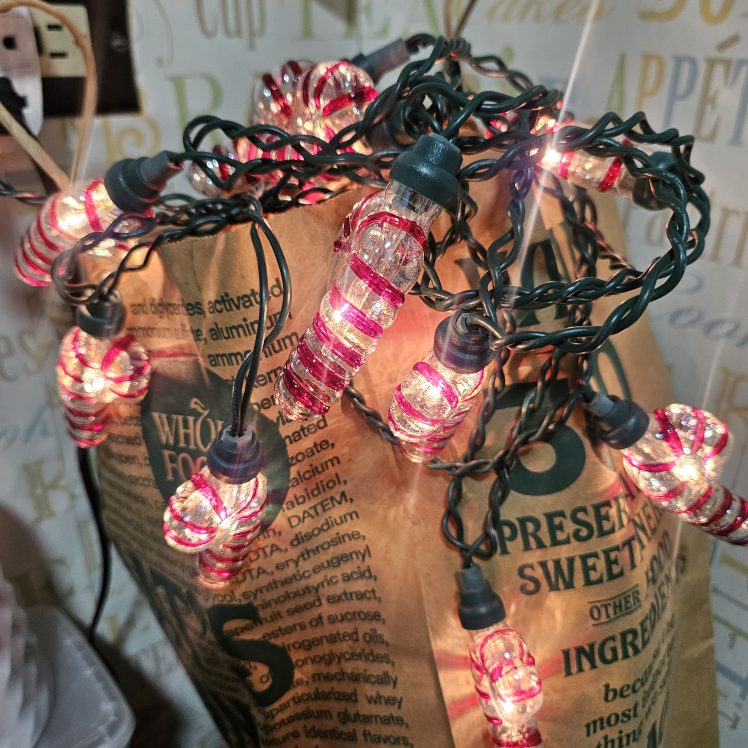 Christmas string lights tree candy cane/ pepper mint