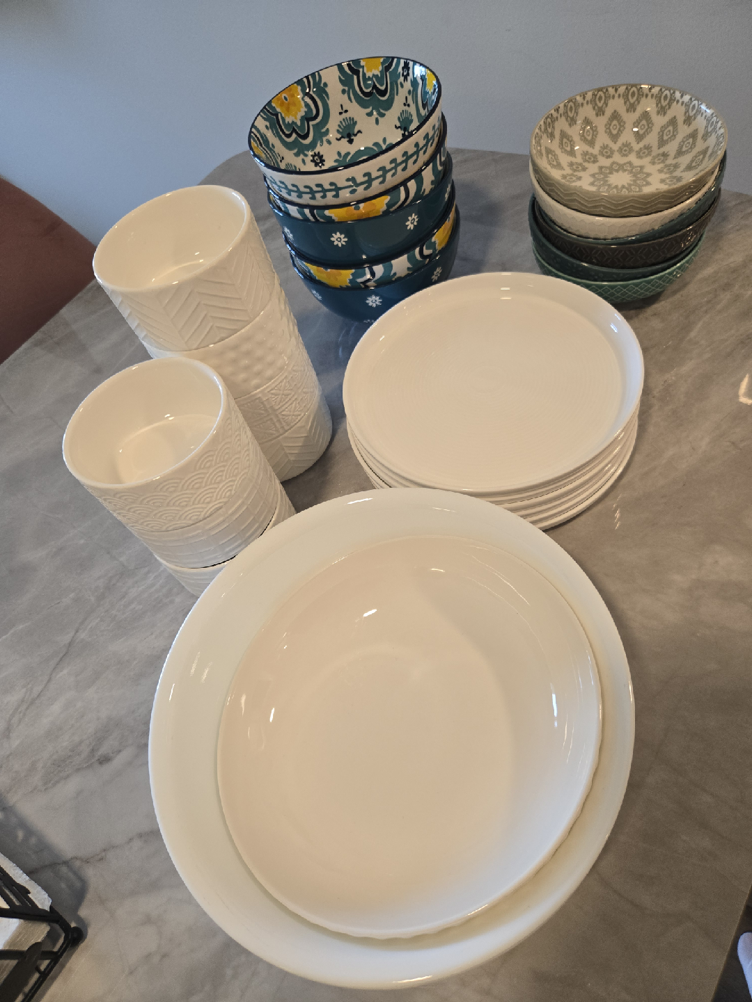 White Plates and Bowls Set