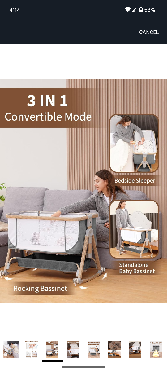 3-in-1 Convertible Baby Bedside Bassinet - photo 4