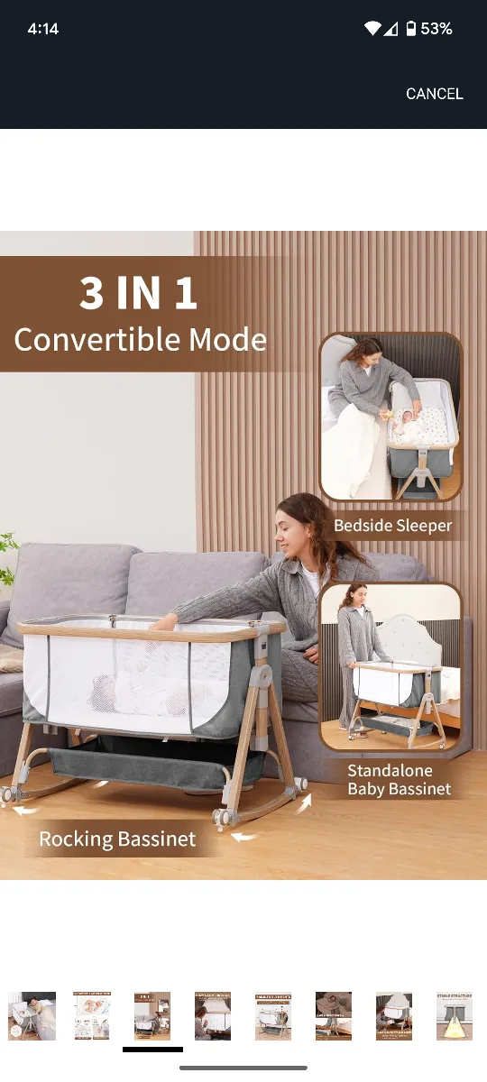 3-in-1 Convertible Baby Bedside Bassinet image indicator(4)